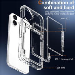 For iPhone 16 Case PC+TPU Phone Cover with Flip Kickstand Card Holder