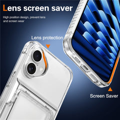 For iPhone 16 Case PC+TPU Phone Cover with Flip Kickstand Card Holder