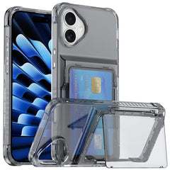 For iPhone 16 Case PC+TPU Phone Cover with Flip Kickstand Card Holder