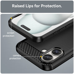 For iPhone 16 Case Brushed Soft TPU Phone Cover Carbon Fiber Texture