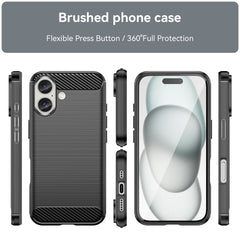For iPhone 16 Case Brushed Soft TPU Phone Cover Carbon Fiber Texture