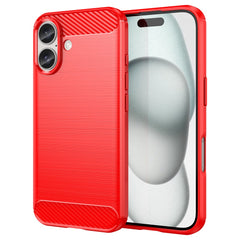 For iPhone 16 Case Brushed Soft TPU Phone Cover Carbon Fiber Texture