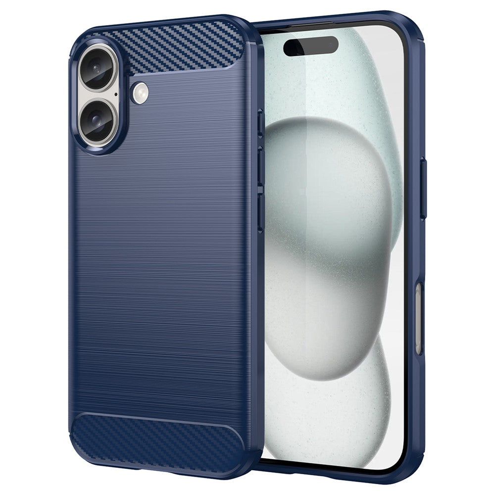 For iPhone 16 Case Brushed Soft TPU Phone Cover Carbon Fiber Texture