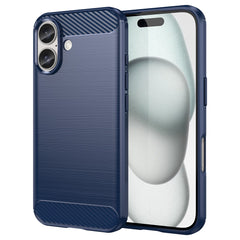 For iPhone 16 Case Brushed Soft TPU Phone Cover Carbon Fiber Texture