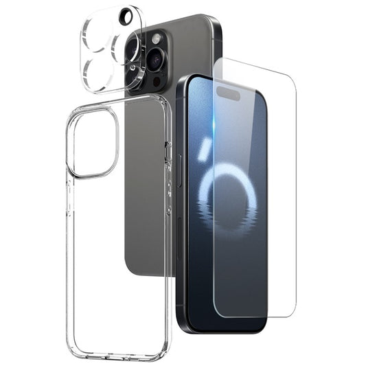 NORTHJO for iPhone 16 Pro TPU Phone Case with Front Screen Film and Lens Film 3 in 1 Set - TechGearPal