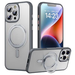 For iPhone 16 Pro Max Case Compatible with MagSafe TPU+Acrylic+Metal Kickstand Matte Phone Cover