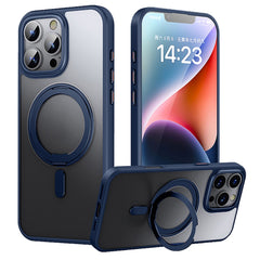 For iPhone 16 Pro Case Compatible with MagSafe TPU+Acrylic+Metal Kickstand Matte Phone Cover