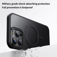 For iPhone 16 Pro Case Compatible with MagSafe TPU+Acrylic+Metal Kickstand Matte Phone Cover