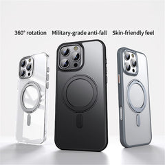 For iPhone 16 Pro Case Compatible with MagSafe TPU+Acrylic+Metal Kickstand Matte Phone Cover