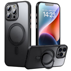 For iPhone 16 Pro Case Compatible with MagSafe TPU+Acrylic+Metal Kickstand Matte Phone Cover