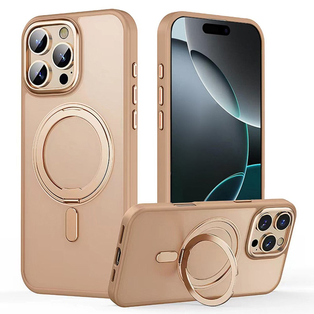 For iPhone 16 Pro Case Compatible with MagSafe TPU+Acrylic+Metal Kickstand Matte Phone Cover