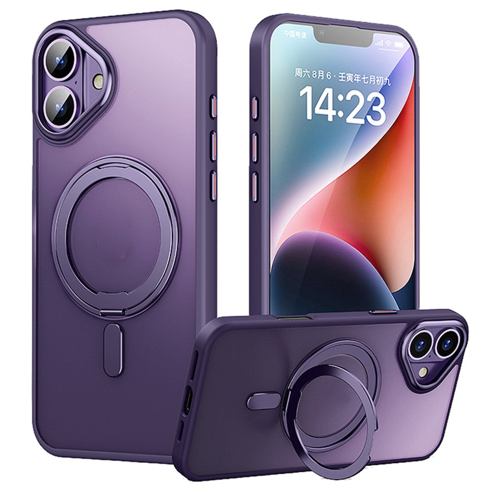 For iPhone 16 Case Compatible with MagSafe TPU+Acrylic+Metal Kickstand Matte Phone Cover - TechGearPal