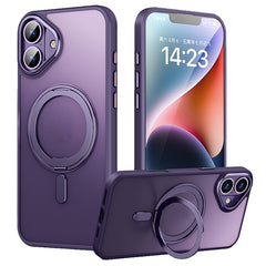 For iPhone 16 Case Compatible with MagSafe TPU+Acrylic+Metal Kickstand Matte Phone Cover