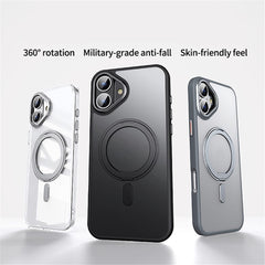 For iPhone 16 Case Compatible with MagSafe TPU+Acrylic+Metal Kickstand Matte Phone Cover