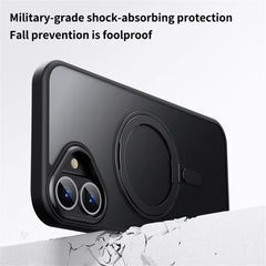 For iPhone 16 Case Compatible with MagSafe TPU+Acrylic+Metal Kickstand Matte Phone Cover