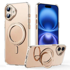 For iPhone 16 Case Compatible with MagSafe TPU+Acrylic+Metal Kickstand Matte Phone Cover