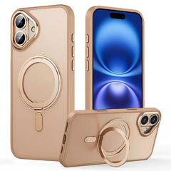 For iPhone 16 Case Compatible with MagSafe TPU+Acrylic+Metal Kickstand Matte Phone Cover