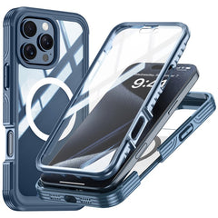For iPhone 16 Pro Magnetic Case PC + TPU Full Protection Phone Cover with Screen Film - TechGearPal