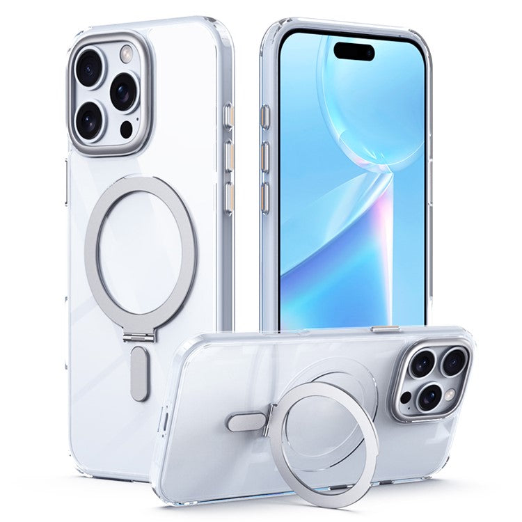 For iPhone 16 Pro Magnetic Case Anti-Drop TPU+Acrylic Kickstand Phone Cover - TechGearPal
