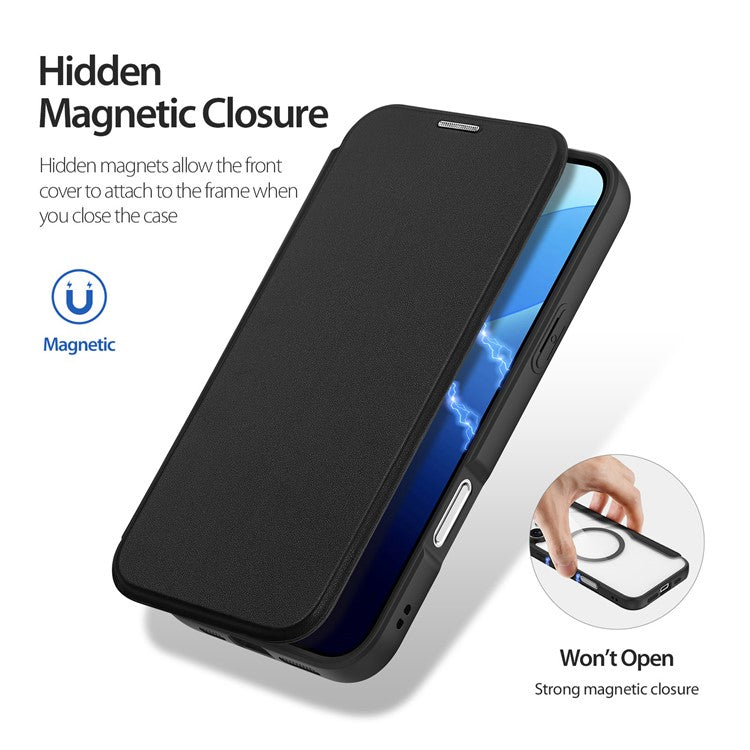 DUX DUCIS Skin X Pro for iPhone 16 Pro Leather Case Compatible with MagSafe Card Holder Phone Cove