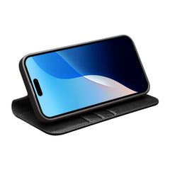 QIALINO For iPhone 16 Pro Max Case Genuine Cow Leather Card Slots Phone Cover