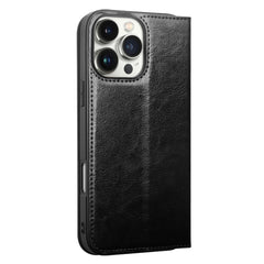 QIALINO For iPhone 16 Pro Max Case Genuine Cow Leather Card Slots Phone Cover