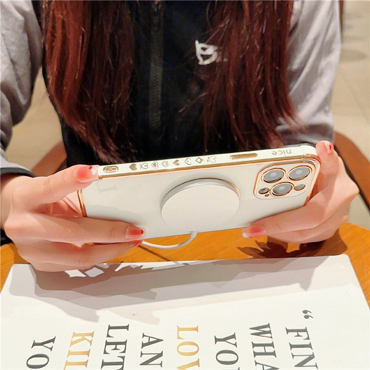 For iPhone 16 Pro Magnetic Case Slim Thin Flexible TPU Phone Cover with Love Hearts Patter
