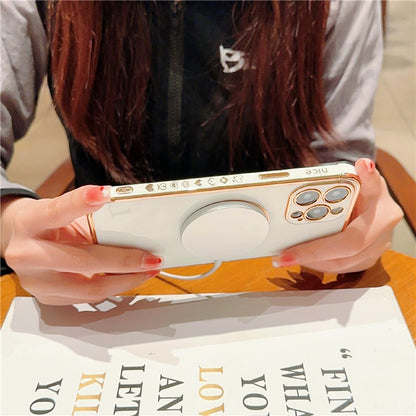For iPhone 16 Pro Magnetic Case Slim Thin Flexible TPU Phone Cover with Love Hearts Patter