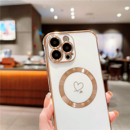 For iPhone 16 Pro Magnetic Case Slim Thin Flexible TPU Phone Cover with Love Hearts Patter