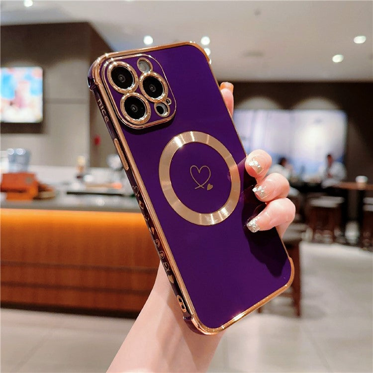 For iPhone 16 Pro Magnetic Case Slim Thin Flexible TPU Phone Cover with Love Hearts Patter