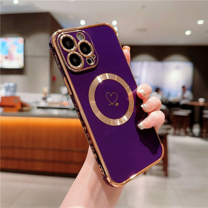 For iPhone 16 Pro Magnetic Case Slim Thin Flexible TPU Phone Cover with Love Hearts Patter