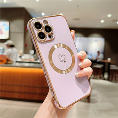 For iPhone 16 Pro Magnetic Case Slim Thin Flexible TPU Phone Cover with Love Hearts Patter - TechGearPal