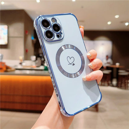For iPhone 16 Pro Magnetic Case Slim Thin Flexible TPU Phone Cover with Love Hearts Patter