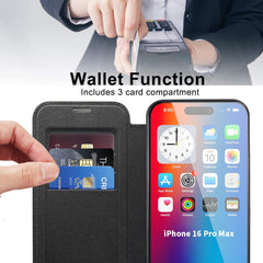 For iPhone 16 Pro Max Magnetic Phone Case RFID Blocking Phone Leather Cover