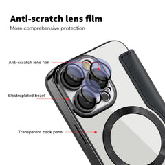 For iPhone 16 Pro Max Magnetic Phone Case RFID Blocking Phone Leather Cover