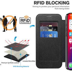 For iPhone 16 Pro Max Magnetic Phone Case RFID Blocking Phone Leather Cover