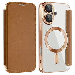 For iPhone 16 Magnetic Case RFID Blocking Leather Phone Cover