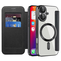 For iPhone 16 Plus Case Compatible with MagSafe RFID Blocking Leather Phone Cover