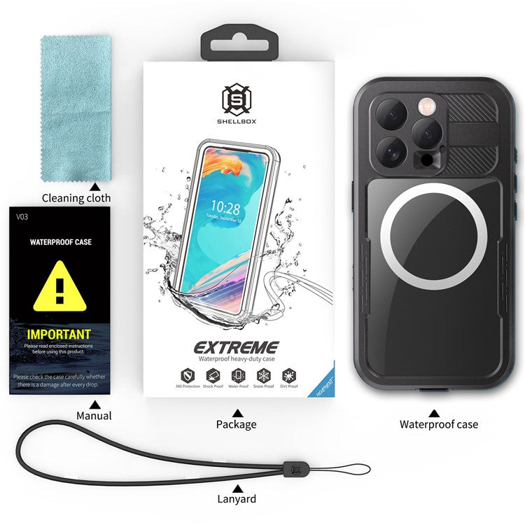 SHELLBOX For iPhone 16 Pro IP68 Waterproof Case Compatible with MagSafe Clear Phone Cover - TechGearPal