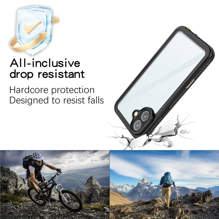 REDPEPPER FS Series For iPhone 16 Plus Phone Case IP68 Waterproof Clear Back Panel Phone Cover - TechGearPal