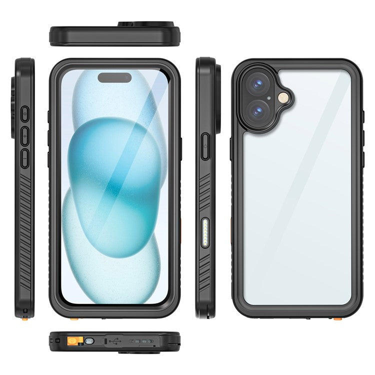 REDPEPPER FS Series For iPhone 16 Plus Phone Case IP68 Waterproof Clear Back Panel Phone Cover - TechGearPal