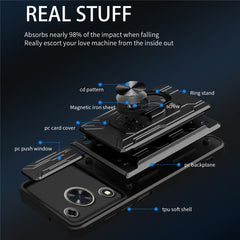 For Huawei nova Y72 4G Case PC+TPU Kickstand Phone Back Cover with Camera Slider