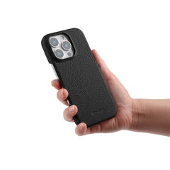 MELKCO For iPhone 16 Pro Max Case Genuine Cow Leather PC Phone Cover Compatible with MagSafe