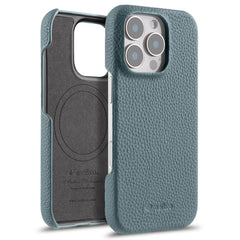 MELKCO For iPhone 16 Pro Max Case Genuine Cow Leather PC Phone Cover Compatible with MagSafe
