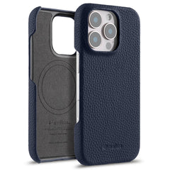 MELKCO For iPhone 16 Pro Max Case Genuine Cow Leather PC Phone Cover Compatible with MagSafe