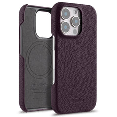 MELKCO For iPhone 16 Pro Max Case Genuine Cow Leather PC Phone Cover Compatible with MagSafe