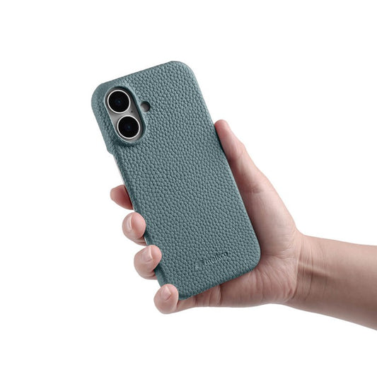 MELKCO For iPhone 16 Plus Case Genuine Cow Leather PC Phone Cover Compatible with MagSaf - TechGearPal