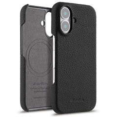 MELKCO For iPhone 16 Plus Case Genuine Cow Leather PC Phone Cover Compatible with MagSaf - TechGearPal