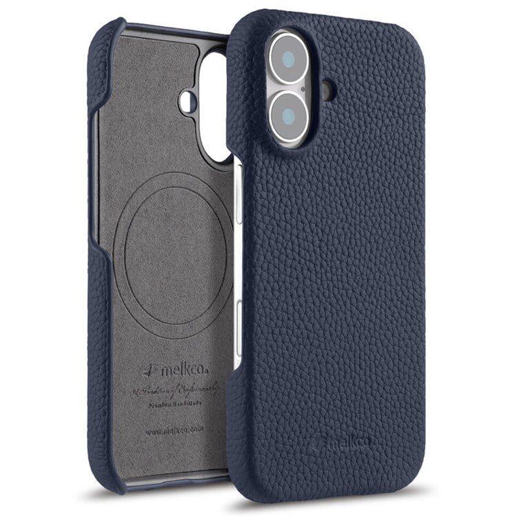 MELKCO For iPhone 16 Plus Case Genuine Cow Leather PC Phone Cover Compatible with MagSaf - TechGearPal