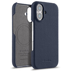 MELKCO For iPhone 16 Plus Case Genuine Cow Leather PC Phone Cover Compatible with MagSaf - TechGearPal